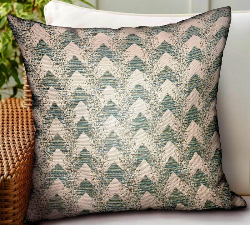 Plutus Brands Forest Jade Sea Green Chevron Luxury Outdoor/Indoor Throw Pillow image number 1