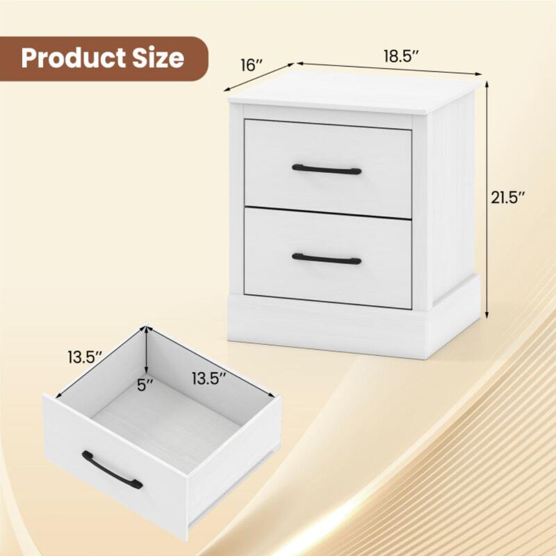 Hivvago Wood Compact Floor Nightstand with Storage Drawers