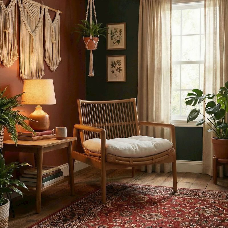 Tula Wood Rattan Lounge Chair image number 9