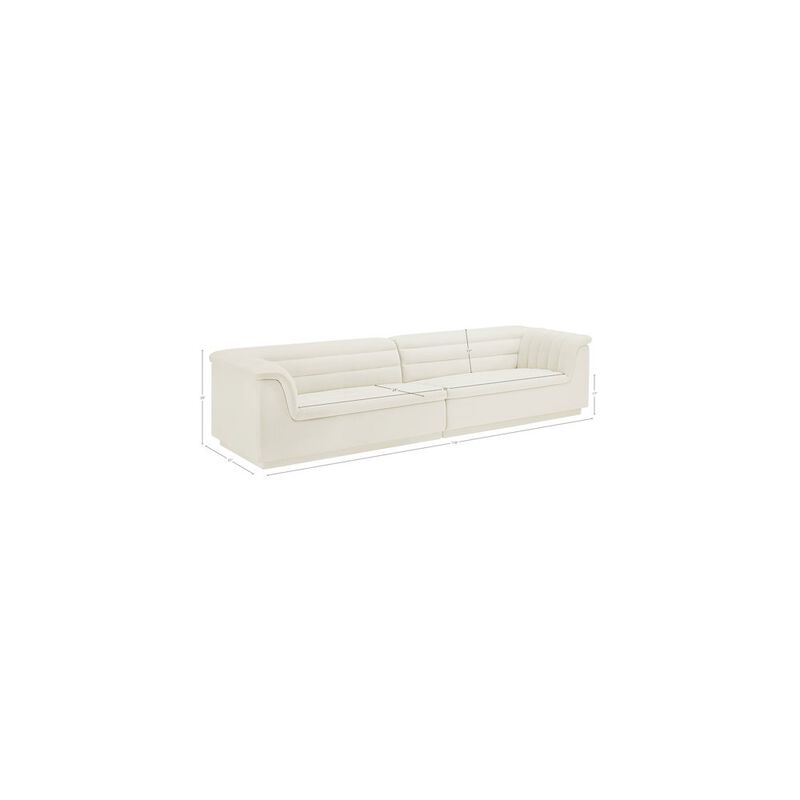 Meridian Furniture Cascade Cream Velvet Fabric Modular Sofa