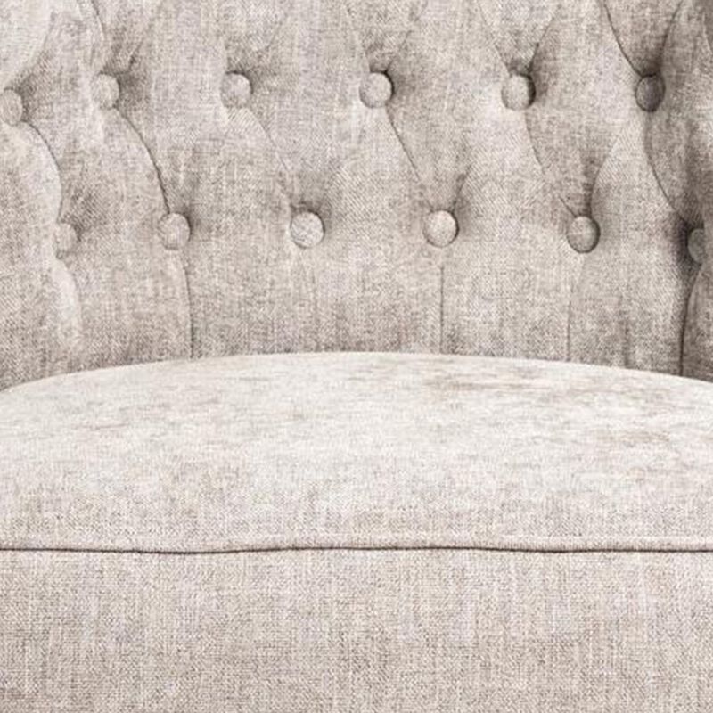 Cly Dining Side Chair Set of 2, Light Gray Fabric, Brown Solid Wood