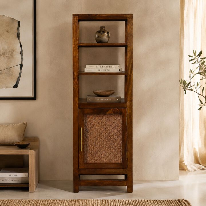 Artisan Furniture Solid Wood Chestnut Cane Door Display Unit, Brown