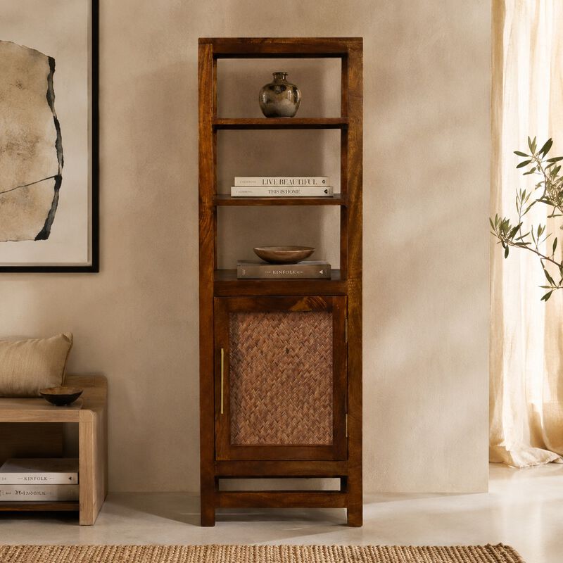 Artisan Furniture Solid Wood Chestnut Cane Door Display Unit, Brown image number 1