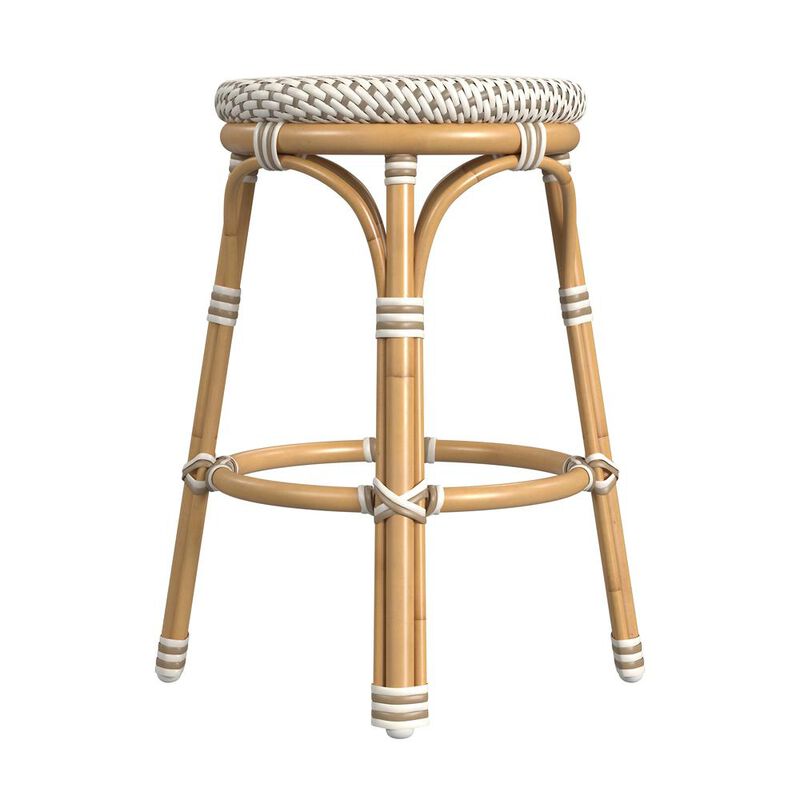 Butler Specialty Tobias 24 in. Seat Height Outdoor Rattan and Metal Backless Counter Stool
