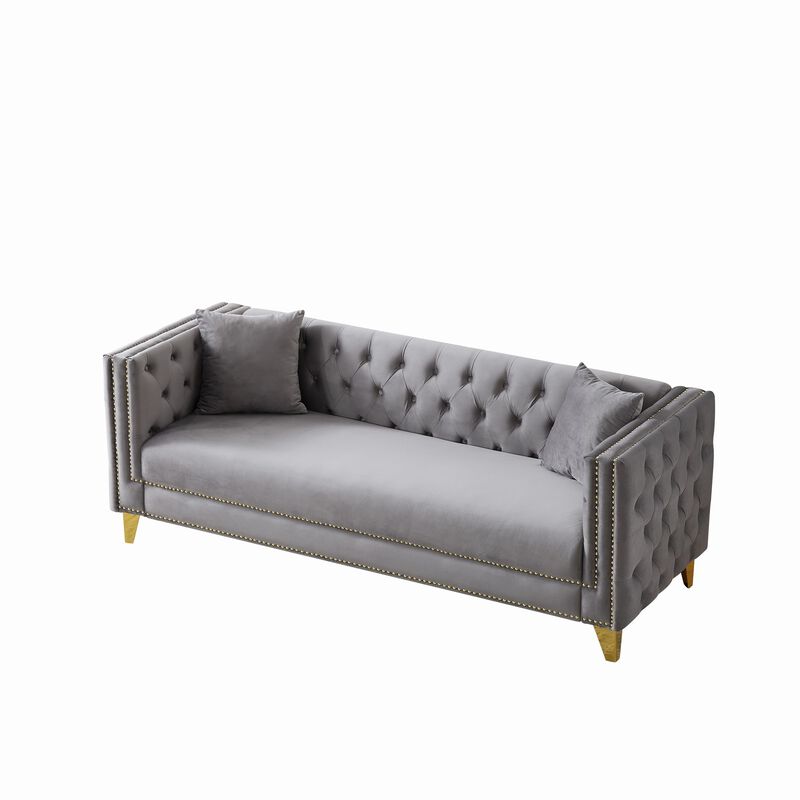 Pedbro Chesterfield Velvet Tufted Sofa image number 7