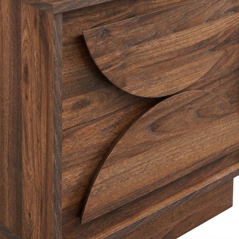 Brown Wood Nightstand with 2 Drawers, Modern Design for Bedroom Storage image number 4
