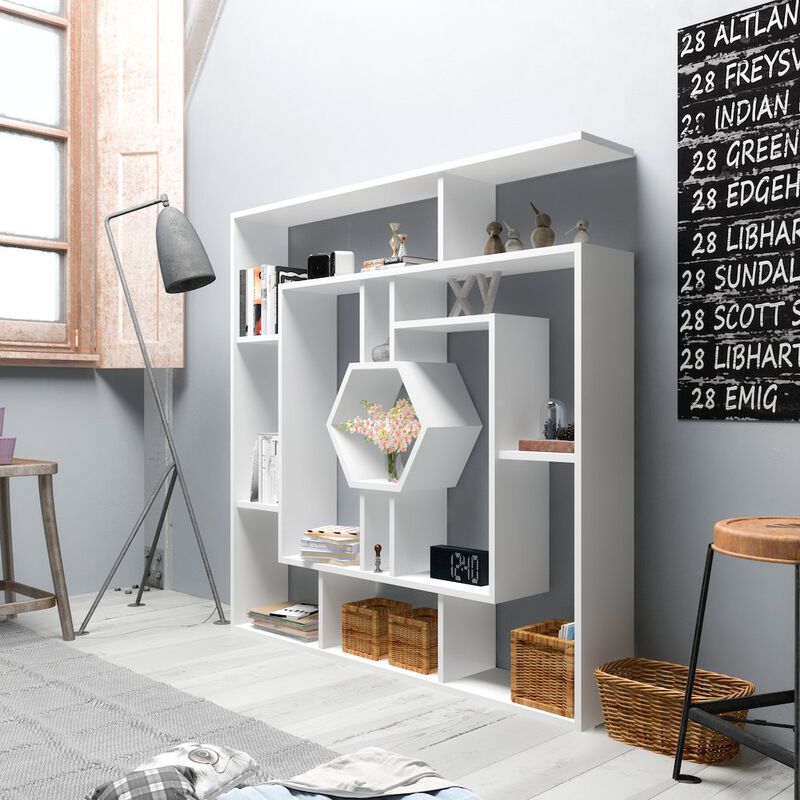 Decorotika Labrina Bookcase White&White