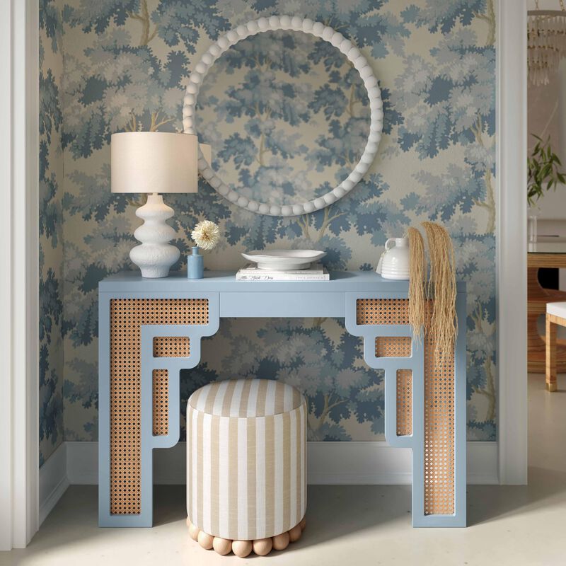 Tov Furniture Dex Pouf en lin ray&eacute; Beige image number 1