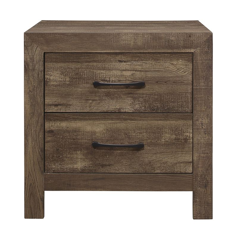 King Size Bedroom Set, Brown Finish, Panel Design, 2-Piece Set with Bed and Nightstand image number 6