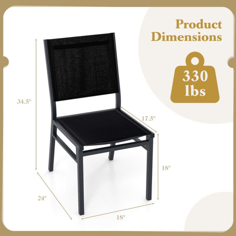 Hivvago Outdoor Dining Chairs with Breathable Seat and Backrest for Backyard Porch Poolside