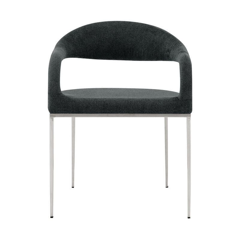 Set of Two Modern Open Back Dining Arm Chairs in Upholstered Polyester