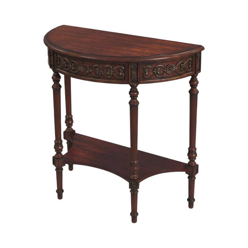 Butler Specialty Danelle Demilune 30" Console Table, Dark Brown image number 0