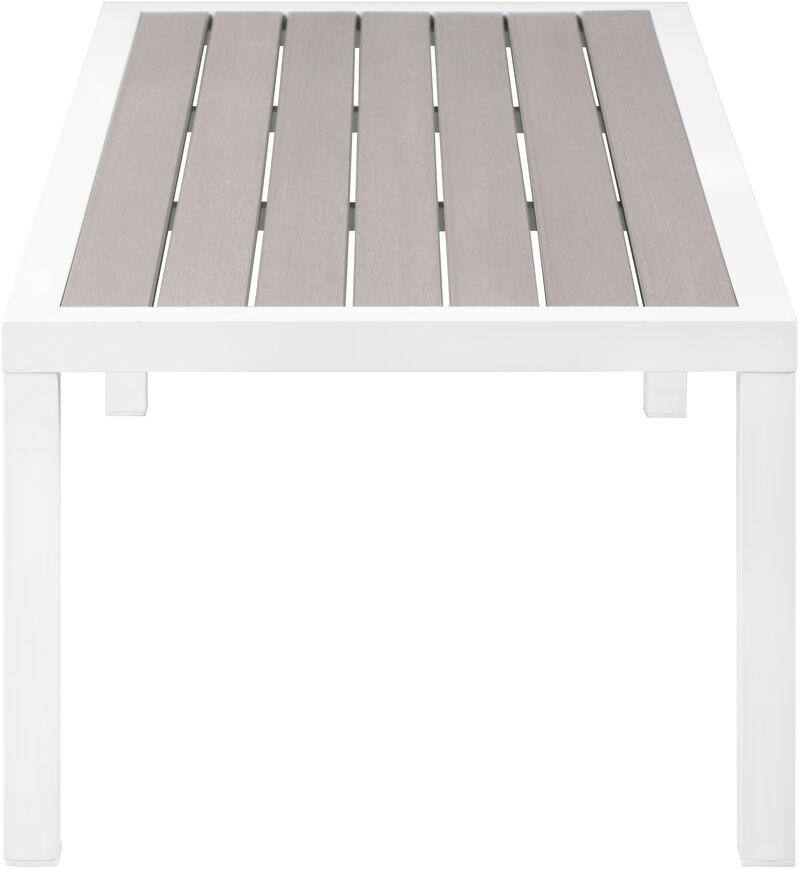 Meridian Furniture Nizuc Grey Wood Look Accent Paneling Outdoor Patio Aluminum Coffee Table image number 3