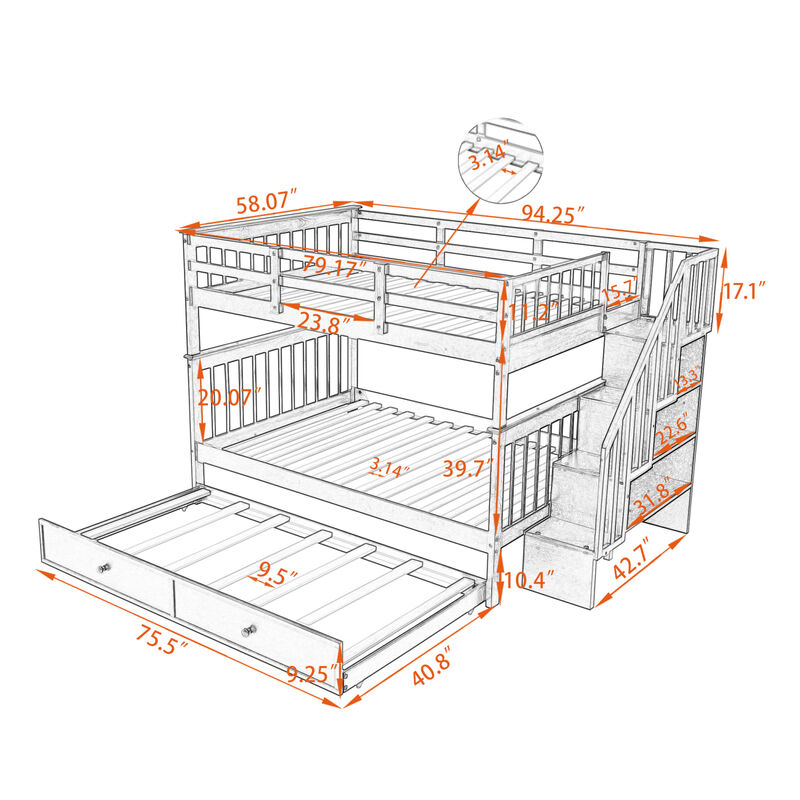 Streamdale Stairway Full-Over-Full Bunk Bed with Trundle & Storage image number 7