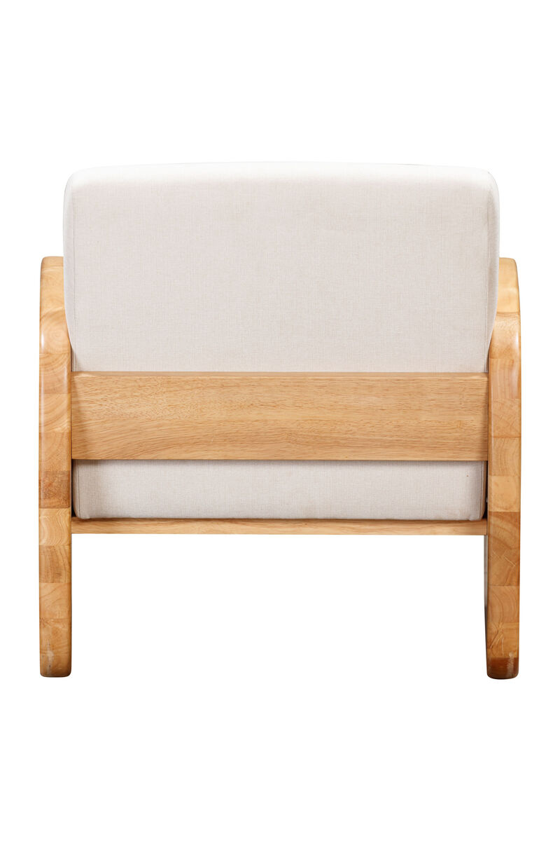 Modern Linen Upholstered Arm Chair with Solid Wood Frame for Living Room