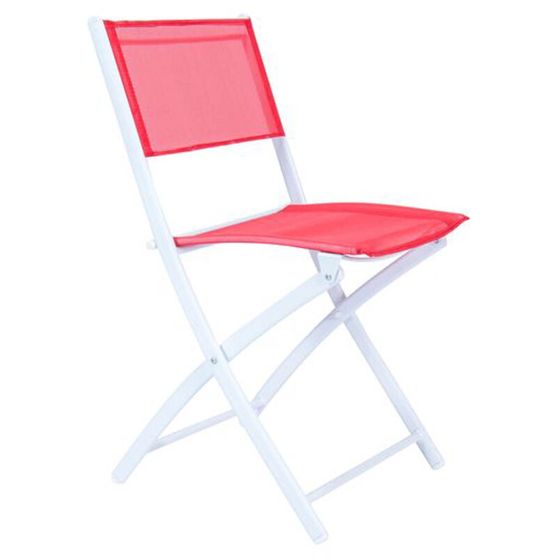 LeisureMod Outdoor Bistro Folding Table Chairs Set - Red image number 4