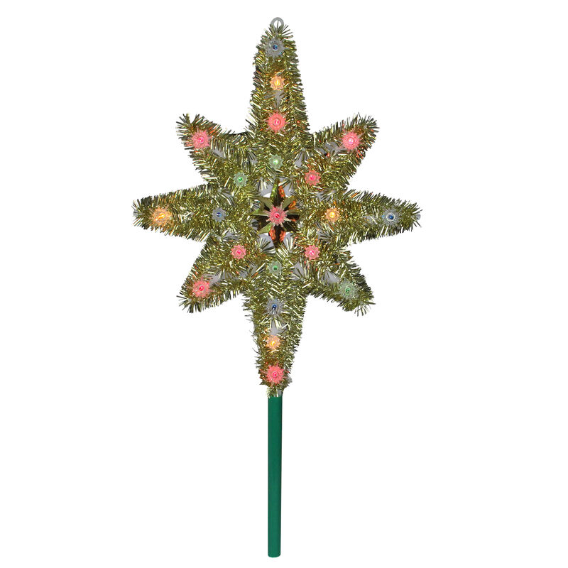 21" Lighted Gold Star of Bethlehem Christmas Tree Topper - Multicolor Lights