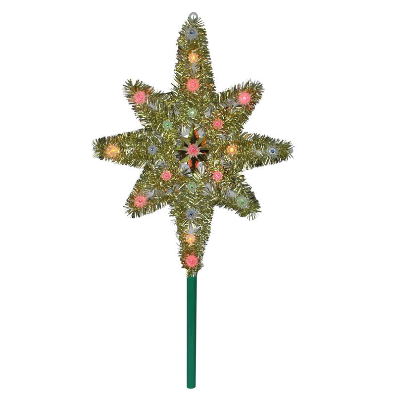 21" Lighted Gold Star of Bethlehem Christmas Tree Topper - Multicolor Lights image number 0