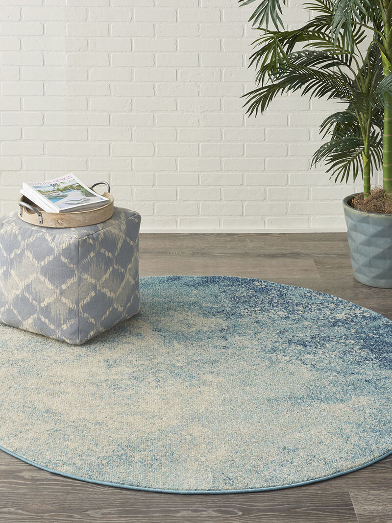 Passion PSN10 Navy/Light Blue 4' x Round Rug image number 6