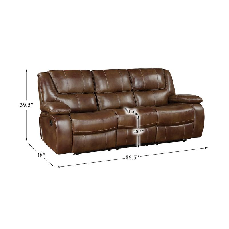 Lexicon Ellicott Leather Double Reclining Sofa In Brown