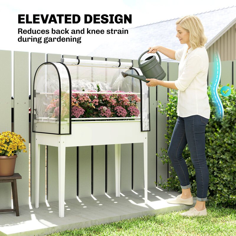 Hivvago Elevated Metal Garden Box with Flip-Up Cover and Drainage image number 6