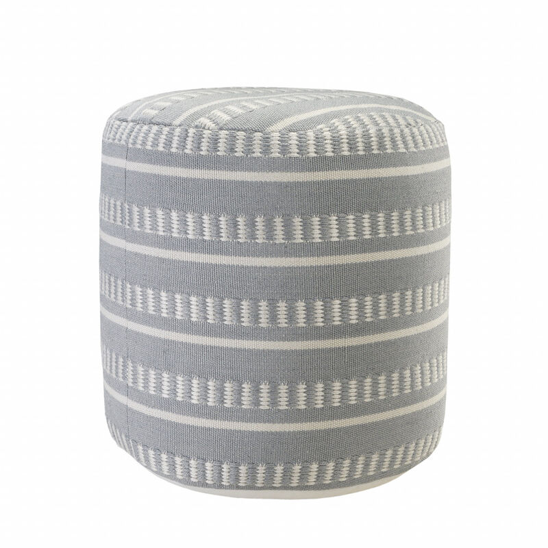 Polyester Round Striped Indoor Outdoor Pouf Ottoman
