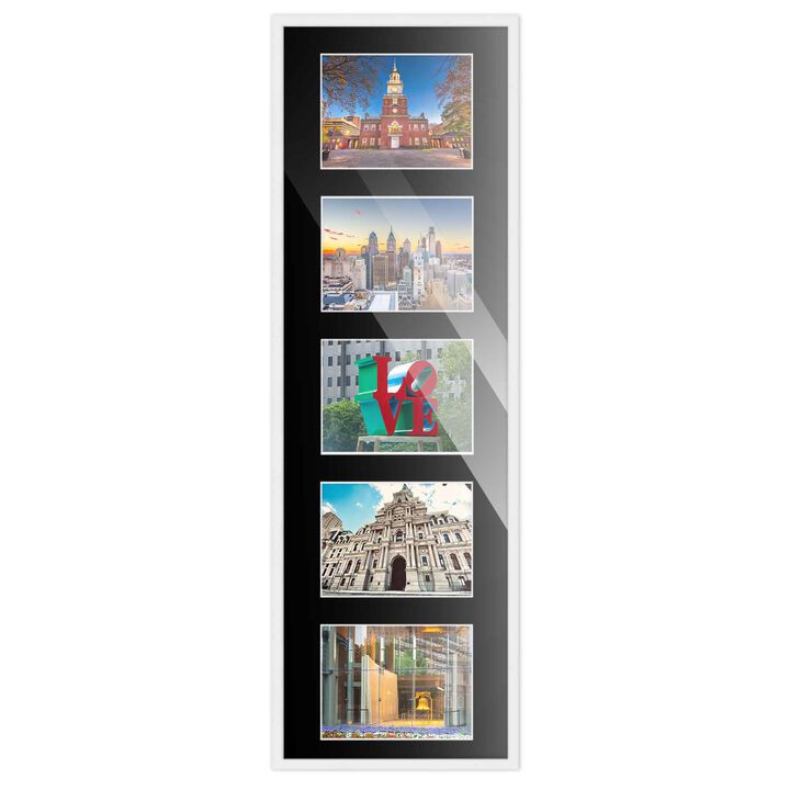 8.5x28.5 Wood Collage Frame with Black Mat For 5 5x7 Pictures