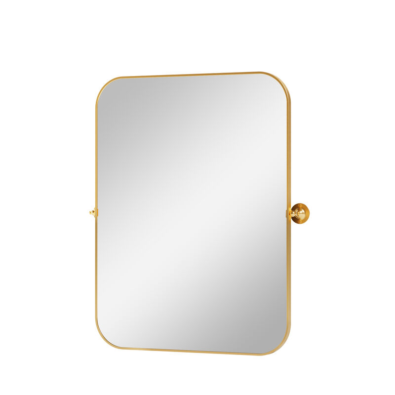 HomeRoots 31" Gold Metal Tilting Framed Accent Mirror image number 2