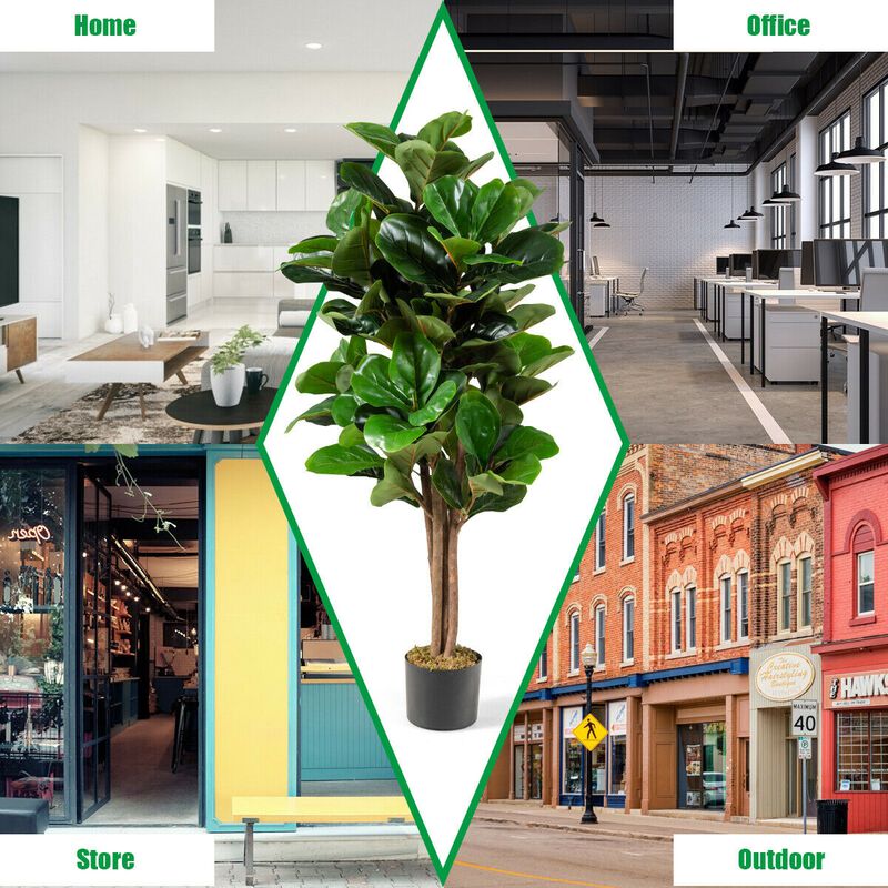 Artificial Fiddle Leaf Fig Tree Decorative Planter