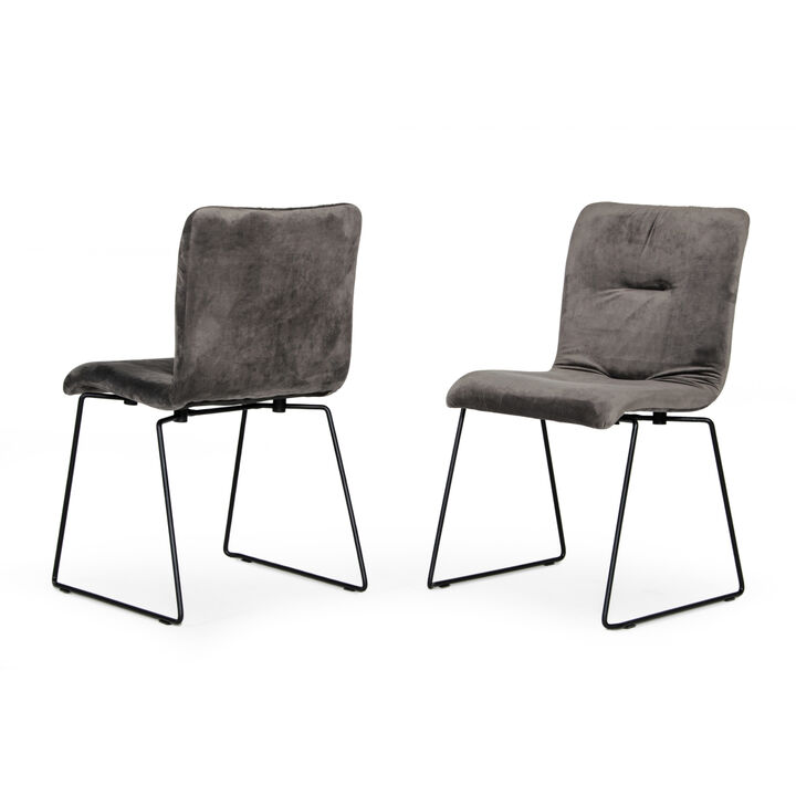 Yannis Modern Dark Grey Fabric Dining Chair (Set of 2)