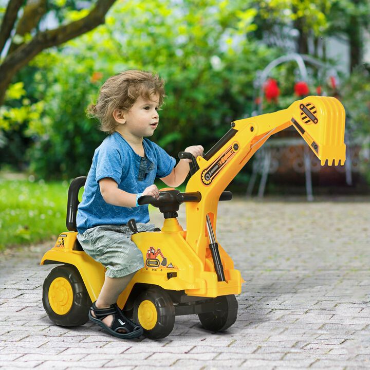 BreeBe 2 in 1 Ride On Toy Digger Digger Tractor Pulling Cart Pretend Play Construction Truck