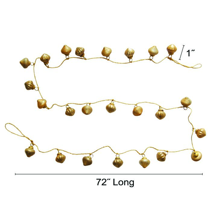 Embossed Mercury Glass Ornament Garland, Matte Antique Gold Finish