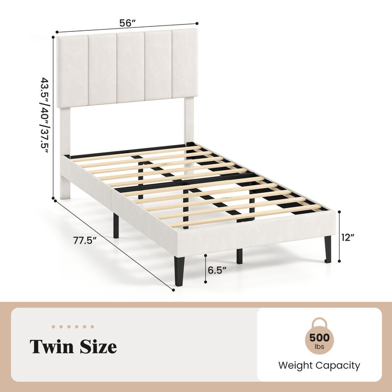 Velvet Platform Bed with Upholstered Headboard and Noise Free Design image number 3