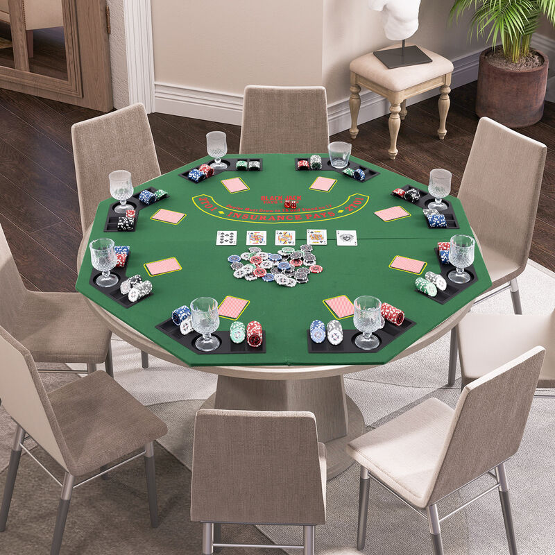 Portable 8 Player Poker Table Top with Built In Cup Holders and Chip Trays image number 1