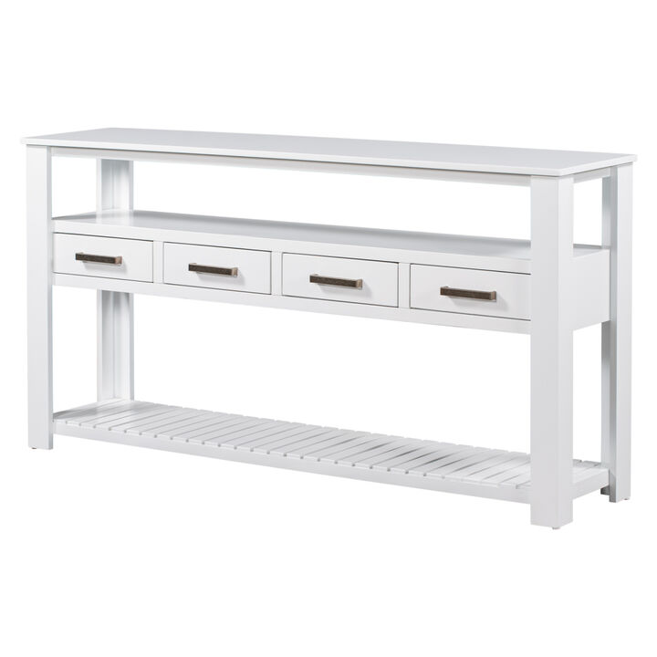 62.2" Modern Console Table Sofa Table for Living Room with 4 Drawers and 2 Shelves
