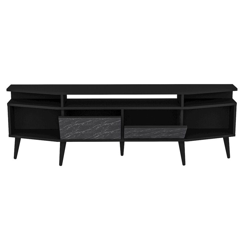 Decorotika Dennis Tv Stand - Black & Bendire Marble