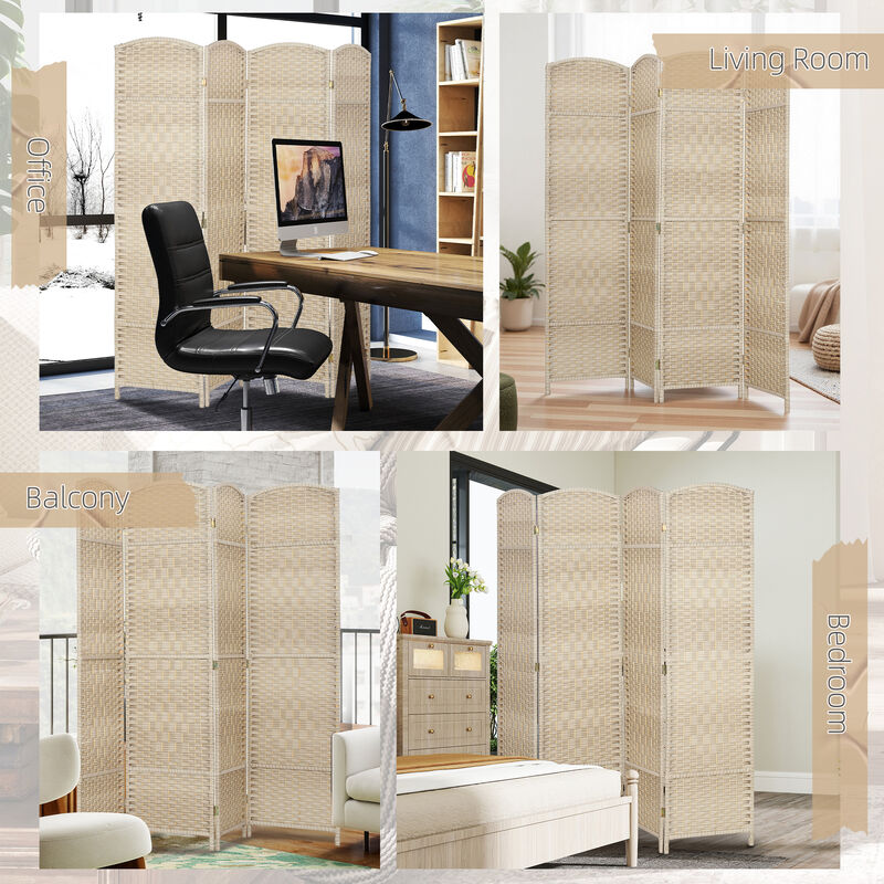 Hivvago 6' Tall Freestanding Wood Privacy Screen with 4 Panels image number 6
