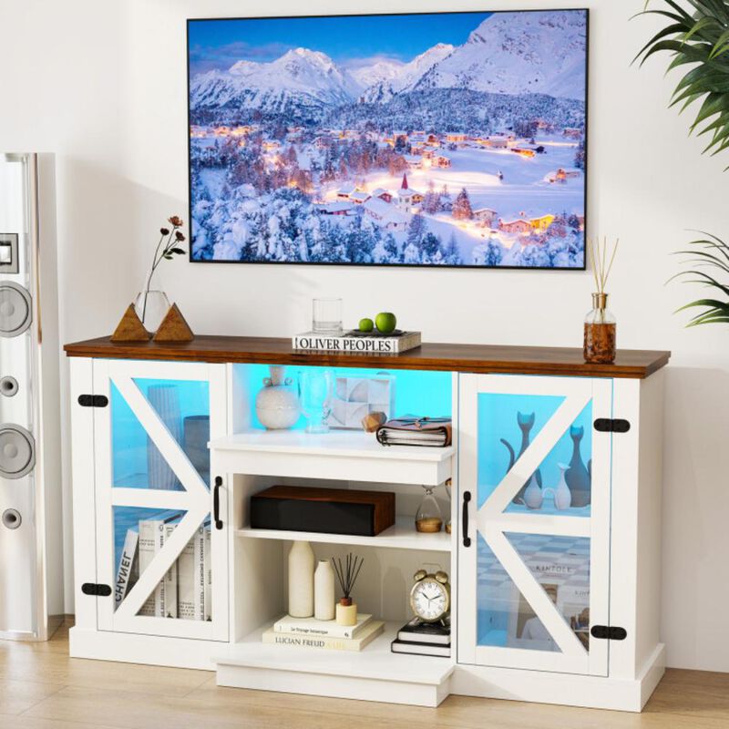 Hivvago Media Console Table with 3-Level Shelves and 22 Dynamic Modes