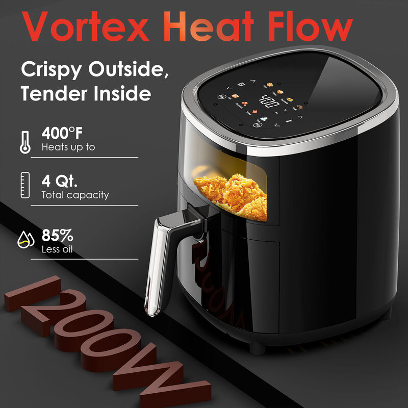 WHALLULTRA 4QT Compact Air Fryer, Touchscreen Smart Digital Color Air Fryers with View Window, 12 Presets, Air Fry, Bake, Broil, Dehydrate, Roast image number 4