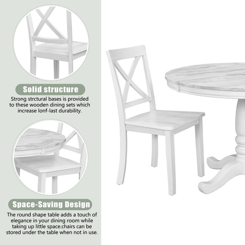Streamdale 5-Piece Solid Wood Dining Set for 4