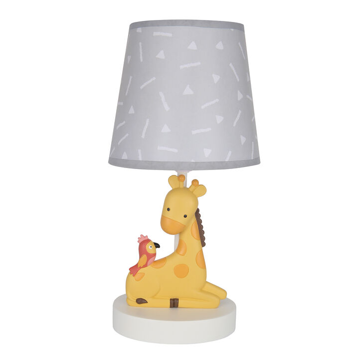 Bedtime Originals Mighty Jungle Yellow/Gray Giraffe Lamp with Shade & Bulb