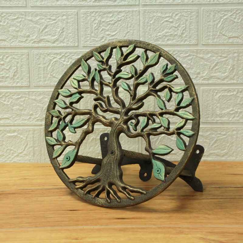 Cast Iron Tree of Life Garden Hose Hanger - 12" - Green/Bronze Finish image number 6