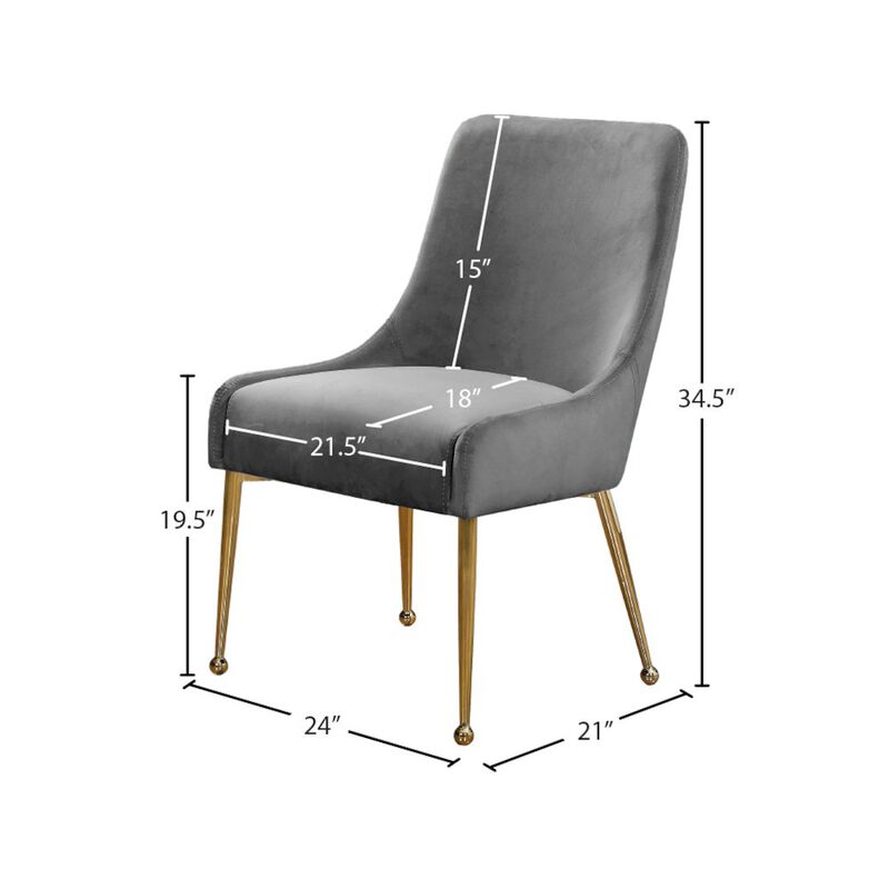 Meridian Furniture Owen Grey Velvet Dining Chair, Set of 2