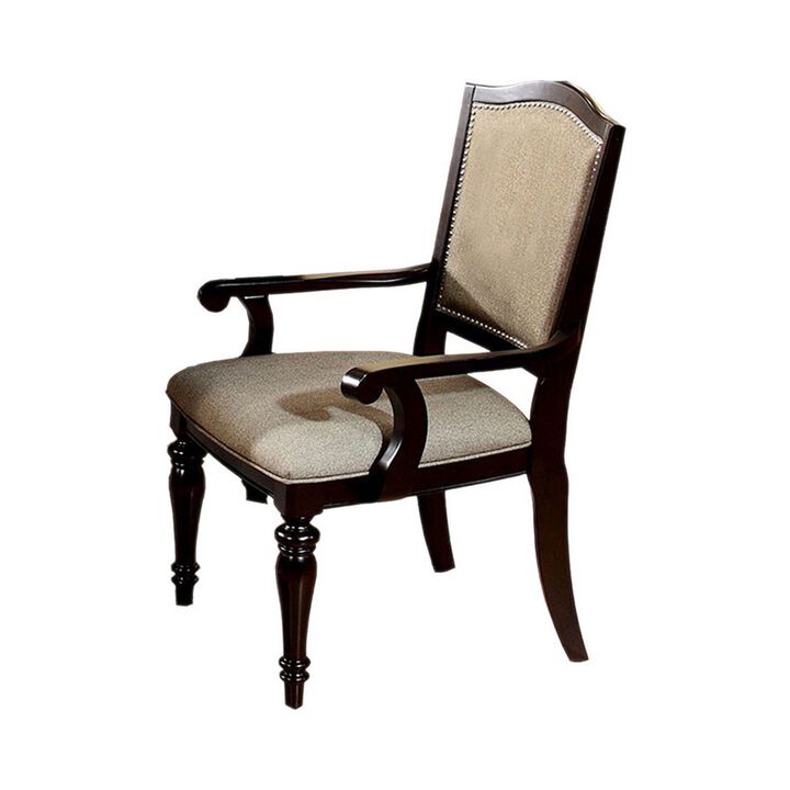 Harrington Transitional Arm Chair, Dark Brown, Set of 2-Benzara