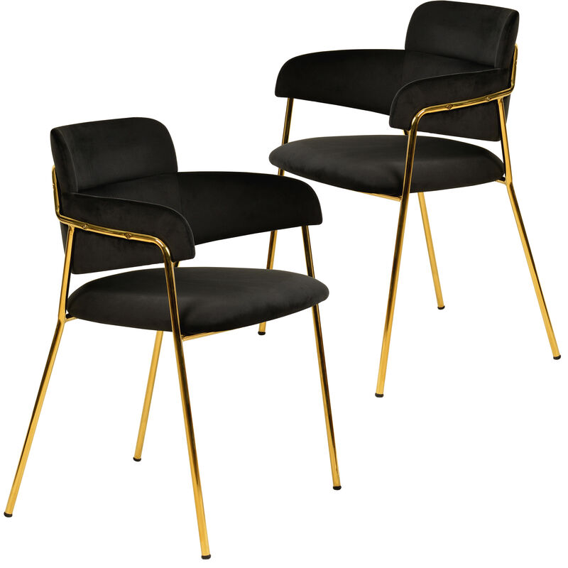 Axis Upholstered Dining Chairs Curved Open-Back & Gold Legs Set of 2 in