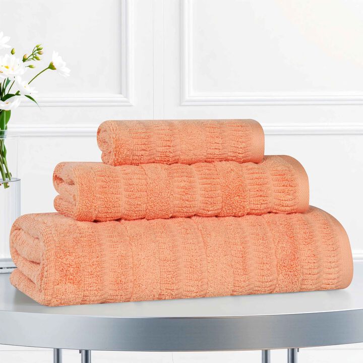 Viscose Cotton Blend Ribbed Bath Towel Set for Bathroom Decor