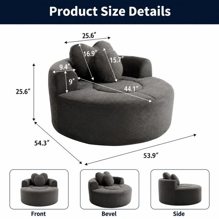 GOODSILO Multi-functional Round Memory Foam Sectional Convertible Sofa Bed Cloud Couch for Small Living Spaces, Apartments and Offices