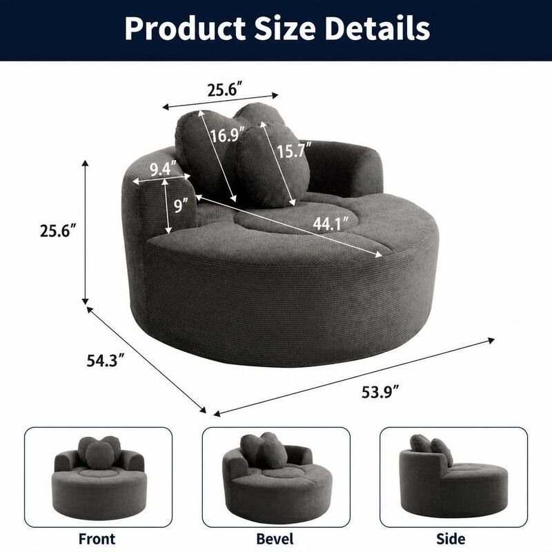 GOODSILO Multi-functional Round Memory Foam Sectional Convertible Sofa Bed Cloud Couch for Small Living Spaces, Apartments and Offices image number 1