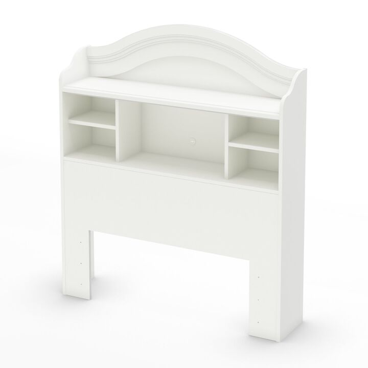 QuikFurn Twin size Arched Bookcase Headboard in White Wood Finish