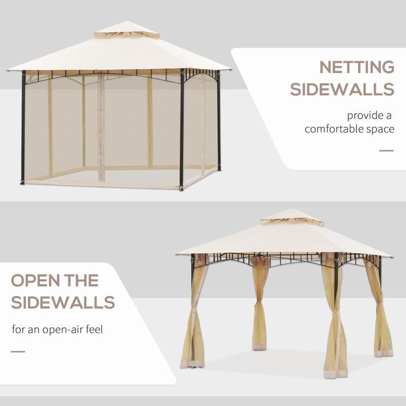Hivvago Steel Frame Outdoor Gazebo with 2-Tier Roof image number 4